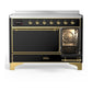 Ilve UMIB48QNR3BKG Ilve Umib48Qnr3Bkg Majestic Iii 48 Inch Induction Range With 6 Elements, 5.02 Cu. Ft. Total Oven Capacity (Solid Door, Glossy Black, Brass)