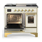 Ilve UMD40FNR3AWG Ilve Umd40Fnr3Awg Majestic Iii 40 Inch Dual Fuel Range With 6 Burners And Griddle, Dual Function Burner Up To 25,000 Btu (Natural Gas, Triple Glass Door, Antique White, Brass)