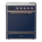 Ilve UMIB30QNR3MBP Ilve Umib30Qnr3Mbp Majestic Iii 30 Inch Induction Range With 4 Elements, 4 Cu. Ft. Oven Capacity (Solid Door, Midnight Blue, Copper)