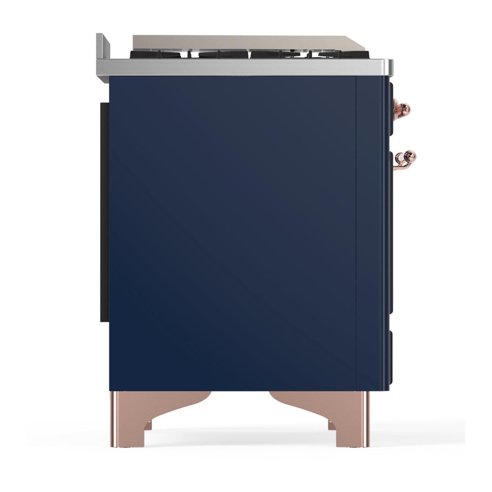Ilve UM60FSQNR3MBP Ilve Um60Fsqnr3Mbp Majestic Iii 60 Inch Dual Fuel Range With 7 Burners, Griddle And French Top, Dual Function Burner With Up To 25,000 Btu (Natural Gas, Solid Door, Midnight Blue, Copper)