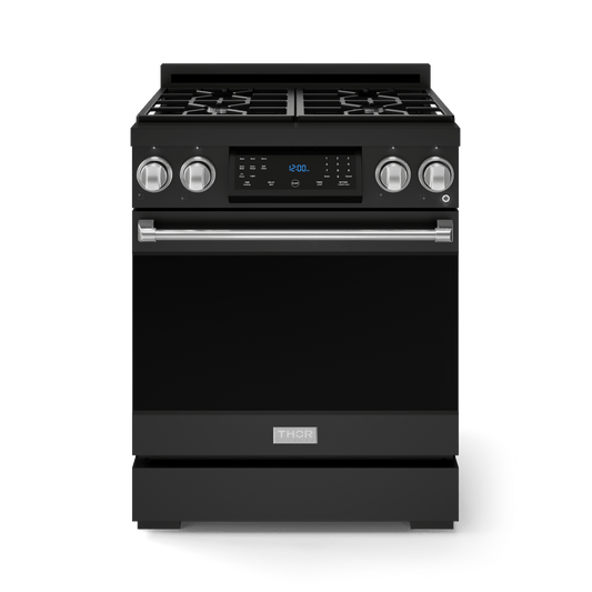 Thor Kitchen RSG30BSS 30 Inch Professional Gas Range With Tilt Panel Touch Control In Matte Black/Stainless Steel Gordon Ramsay Series - Rsg30B-Ss