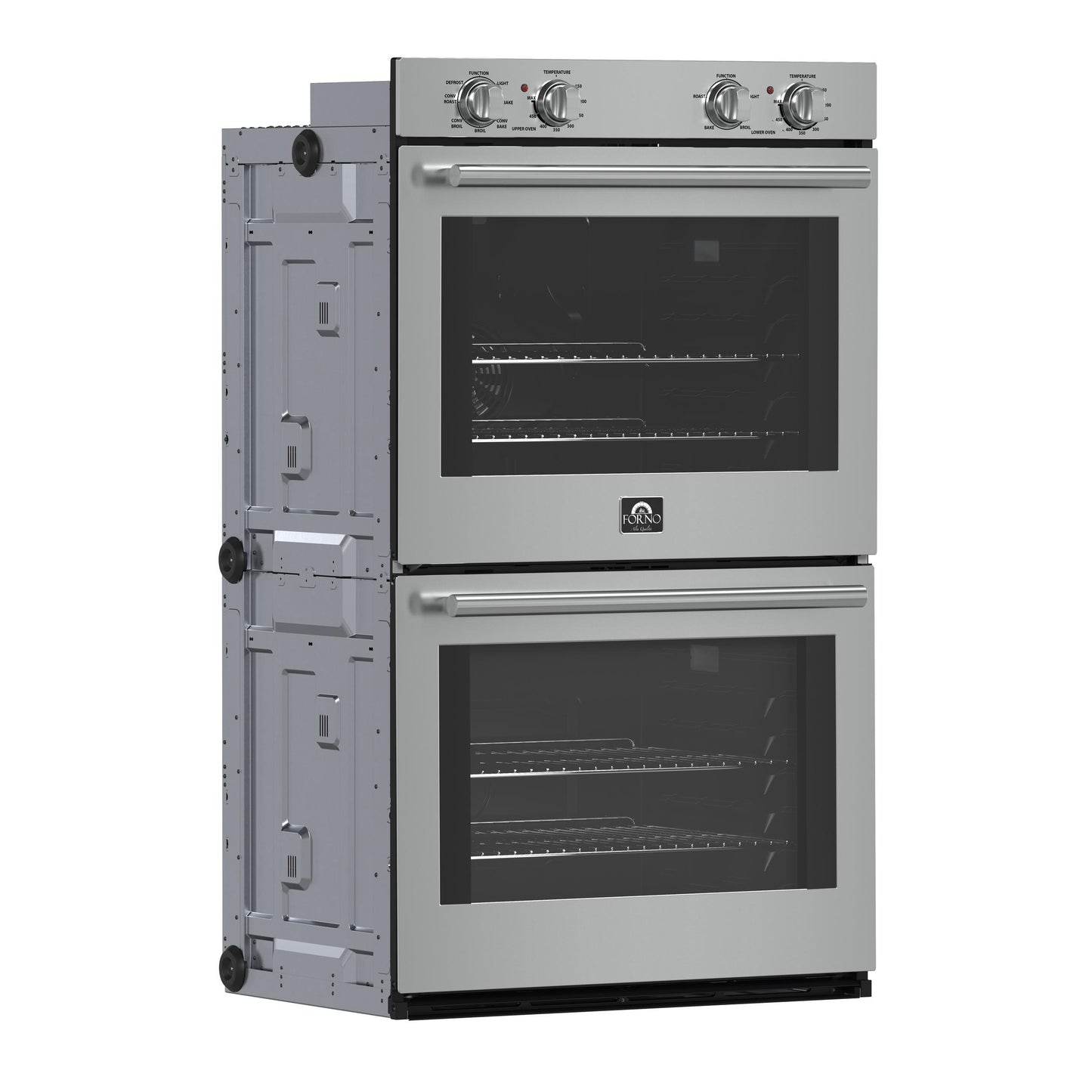 Forno FBOEL132430 Forno Vomero 30-Inch Double Wall Oven, Stainless Steel, 10 Cu.Ft Total Capacity, 7100W Convection, Mechanical Controls, Self-Cleaning Function