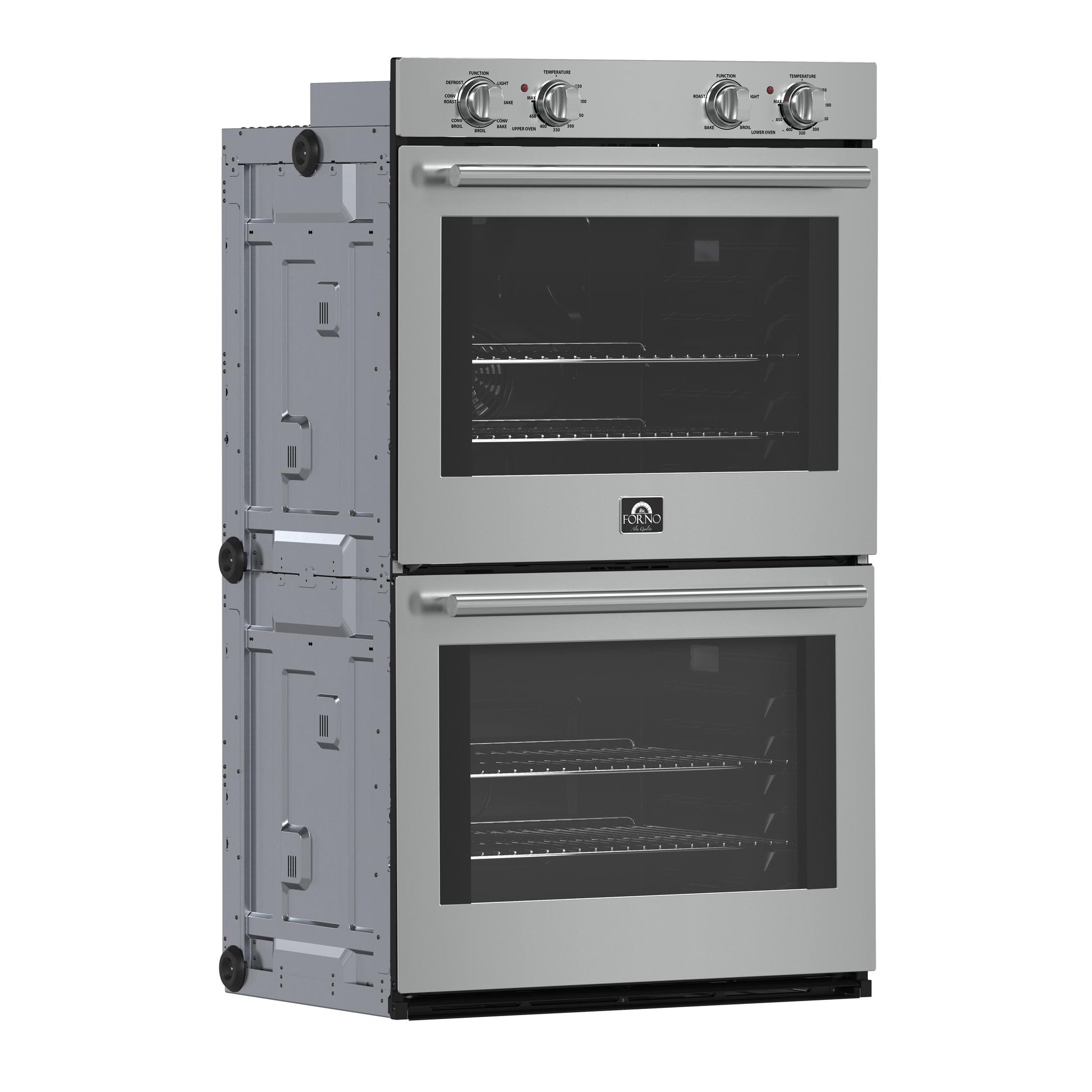 Forno FBOEL132430 Forno Vomero 30-Inch Double Wall Oven, Stainless Steel, 10 Cu.Ft Total Capacity, 7100W Convection, Mechanical Controls, Self-Cleaning Function