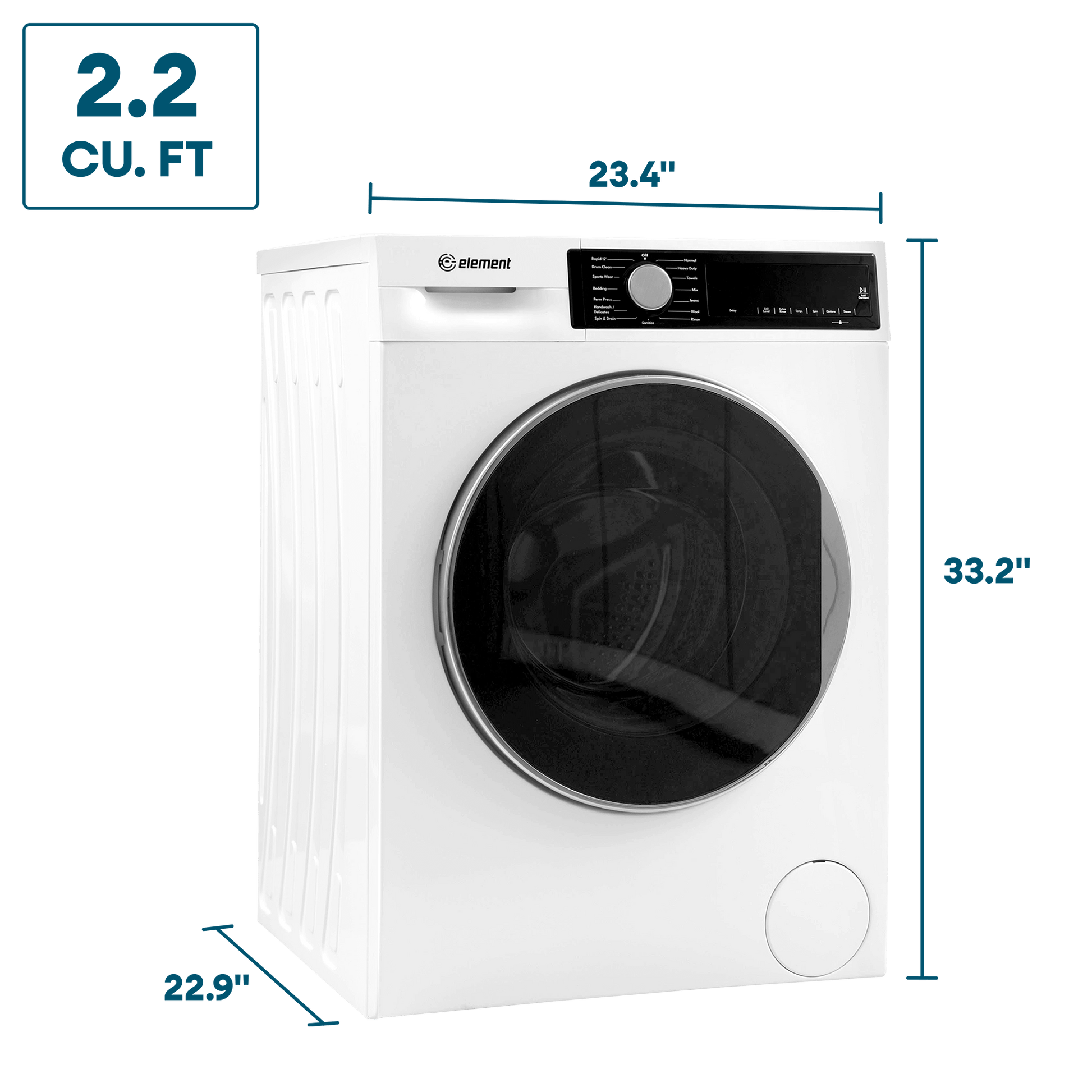 Element Appliance ECW2224EGW Element Electronics 24-Inch 2.2 Cu. Ft. Front Load Washer - White, Energy Star (Ecw2224Egw)
