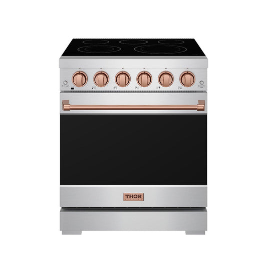 Thor Kitchen RSE30PRSG 30 Inch Professional Electric Range With Precision Knob Control In Stainless Steel And Rose Gold Gordon Ramsay Series