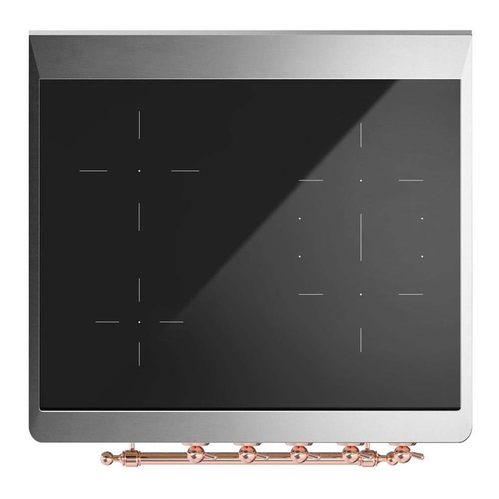 Ilve UMIB30QNR3BKP Ilve Umib30Qnr3Bkp Majestic Iii 30 Inch Induction Range With 4 Elements, 4 Cu. Ft. Oven Capacity (Solid Door, Glossy Black, Copper)