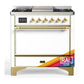 Ilve UM36FQNR3RAG Ilve Um36Fqnr3Rag Majestic Iii 36 Inch Dual Fuel Range With 6 Black Brass Burners And Griddle, Dual Function Burner Up To 25,000 Btu (Solid Door, Ral, Brass, Natural Gas)