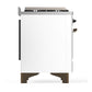 Ilve UMD40FNR3WHBLP Ilve Umd40Fnr3Whblp Majestic Iii 40 Inch Dual Fuel Range With 6 Burners And Griddle, Dual Function Burner Up To 25,000 Btu (Liquid Propane, Triple Glass Door, White, Burnished)