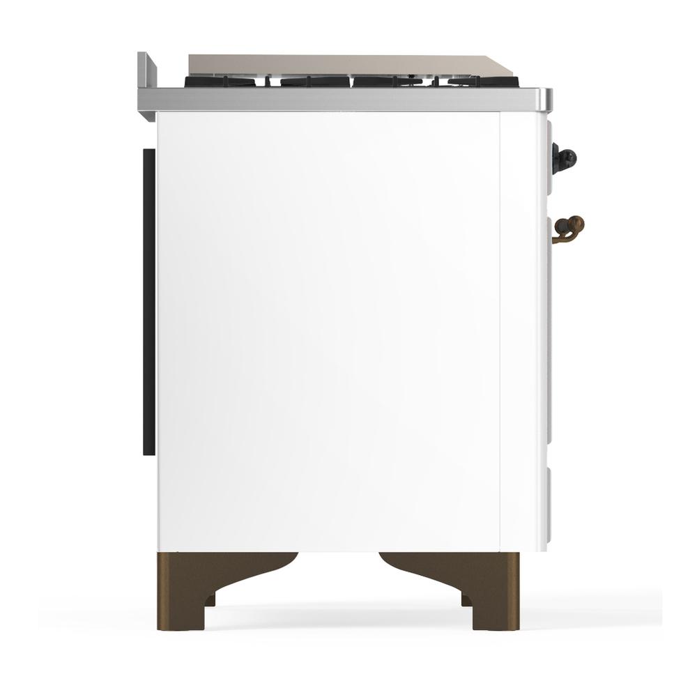 Ilve UMD40FNR3WHBLP Ilve Umd40Fnr3Whblp Majestic Iii 40 Inch Dual Fuel Range With 6 Burners And Griddle, Dual Function Burner Up To 25,000 Btu (Liquid Propane, Triple Glass Door, White, Burnished)