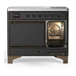 Ilve UMDIB40QNR3MGB Ilve Umdib40Qnr3Mgb Majestic Iii 40 Inch Induction Range With 6 Elements, 3.82 Cu. Ft. Total Oven Capacity (Solid Door, Graphite Matte, Burnished)
