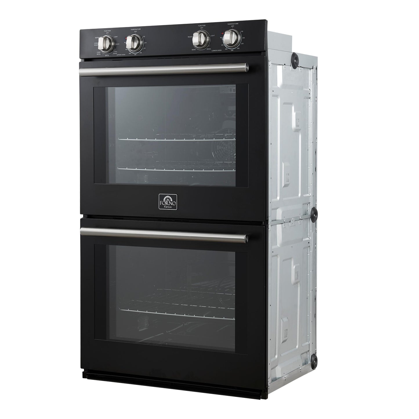 Forno FBOEL132430BLK Forno Vomero 30-Inch Double Wall Oven, Black, 10 Cu.Ft Total Capacity, 7100W Convection, Mechanical Controls, Manuel Steam Clean