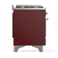 Ilve UM48FNR3BUCLP Ilve Um48Fnr3Buclp Majestic Iii 48 Inch Dual Fuel Range With 8 Burners And Griddle, Dual Function Burner Up To 25,000 Btu (Liquid Propane, Triple Glass Door, Burgundy, Chrome)