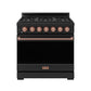 Thor Kitchen RSG36PBRSG 36 Inch Professional Gas Range With Precision Knob In Black And Rose Gold Gordon Ramsay Series