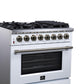 Forno FFSGS612536WHT Forno Massimo 36 Inch Freestanding Dual Fuel Range In White With Antique Brass Accessories, 6 Burners, 5.36 Cu. Ft. Convection Oven