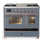 Ilve UMD40FNR3BGPLP Ilve Umd40Fnr3Bgplp Majestic Iii 40 Inch Dual Fuel Range With 6 Burners And Griddle, Dual Function Burner Up To 25,000 Btu (Liquid Propane, Triple Glass Door, Blue Grey, Copper)