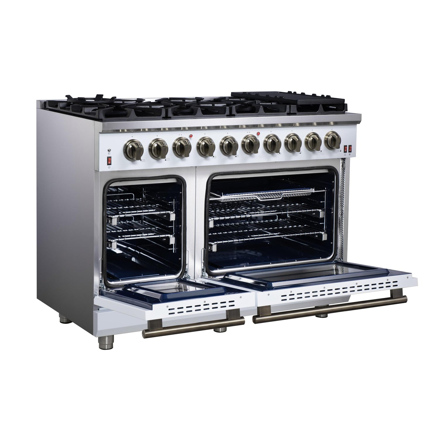 Forno FFSGS623948WHT Forno Massimo 48-Inch White Freestanding Gas Range, 8 Burners, True Convection Oven