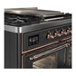 Ilve UMD40FNR3MGP Ilve Umd40Fnr3Mgp Majestic Iii 40 Inch Dual Fuel Range With 6 Burners And Griddle, Dual Function Burner Up To 25,000 Btu (Natural Gas, Triple Glass Door, Graphite Matte, Copper)