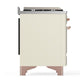 Ilve UM60FSQNR3AWP Ilve Um60Fsqnr3Awp Majestic Iii 60 Inch Dual Fuel Range With 7 Burners, Griddle And French Top, Dual Function Burner With Up To 25,000 Btu (Natural Gas, Solid Door, Antique White, Copper)