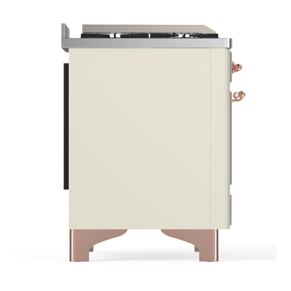 Ilve UM60FSQNR3AWP Ilve Um60Fsqnr3Awp Majestic Iii 60 Inch Dual Fuel Range With 7 Burners, Griddle And French Top, Dual Function Burner With Up To 25,000 Btu (Natural Gas, Solid Door, Antique White, Copper)