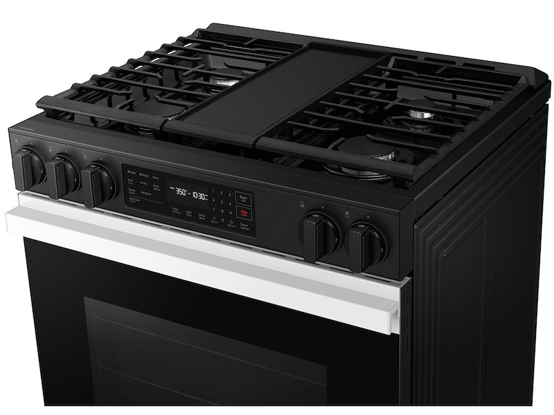 Samsung NSG6DB830012 Bespoke 6.0 Cu. Ft. Smart Slide-In Gas Range With Air Fry & Precision Knobs In White Glass