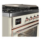 Ilve UM48FSNR3AWP Ilve Um48Fsnr3Awp Majestic Iii 48 Inch Dual Fuel Range With 5 Black Brass Burners, Griddle And French Top, Dual Function Burner Up To 25,000 Btu (Natural Gas, Triple Glass Door, Antique White, Copper)
