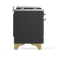 Ilve UMD40FNR3MGGLP Ilve Umd40Fnr3Mgglp Majestic Iii 40 Inch Dual Fuel Range With 6 Burners And Griddle, Dual Function Burner Up To 25,000 Btu (Liquid Propane, Triple Glass Door, Graphite Matte, Brass)