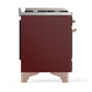 Ilve UM60FSQNR3BUPLP Ilve Um60Fsqnr3Buplp Majestic Iii 60 Inch Dual Fuel Range With 7 Burners, Griddle And French Top, Dual Function Burner With Up To 25,000 Btu (Liquid Propane, Solid Door, Burgundy, Copper)