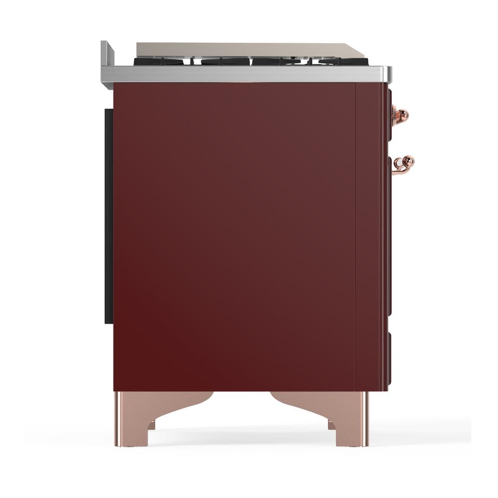 Ilve UM60FSQNR3BUPLP Ilve Um60Fsqnr3Buplp Majestic Iii 60 Inch Dual Fuel Range With 7 Burners, Griddle And French Top, Dual Function Burner With Up To 25,000 Btu (Liquid Propane, Solid Door, Burgundy, Copper)