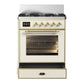 Ilve UM30NR3AWGLP Ilve Um30Nr3Awglp Majestic Iii 30 Inch Dual Fuel Range With 5 Black Brass Burners, Dual Function Burner Up To 25,000 Btu (Liquid Propane, Triple Glass Door, Antique White, Brass)