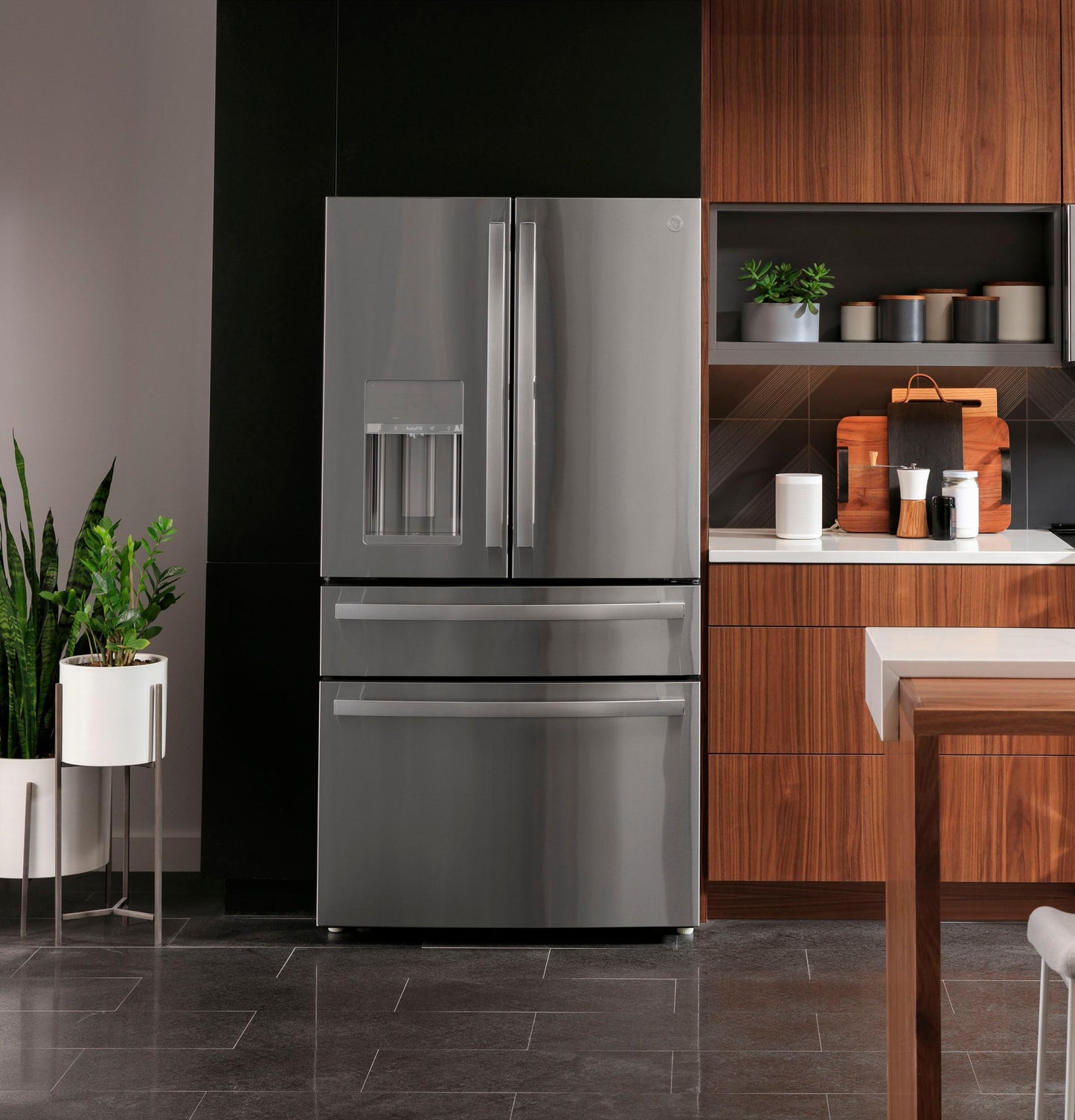 Ge Appliances PXD22BYPFS Ge Profile&#8482; 22.4 Cu. Ft. Smart Counter-Depth Fingerprint Resistant 4-Door French-Door Refrigerator With Door In Door