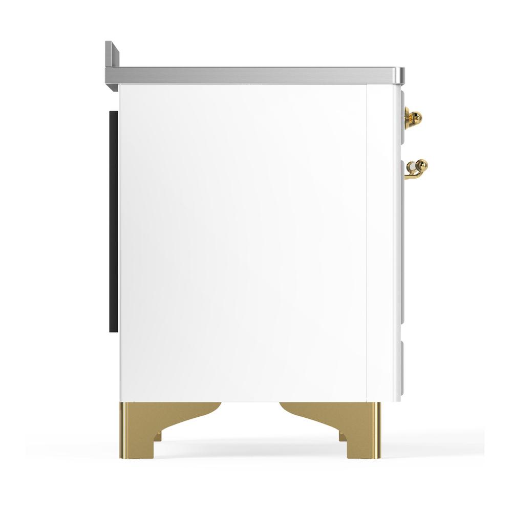 Ilve UMIB48NR3WHG Ilve Umib48Nr3Whg Majestic Iii 48 Inch Induction Range With 6 Elements, 5.02 Cu. Ft. Total Oven Capacity (Triple Glass Door, White, Brass)