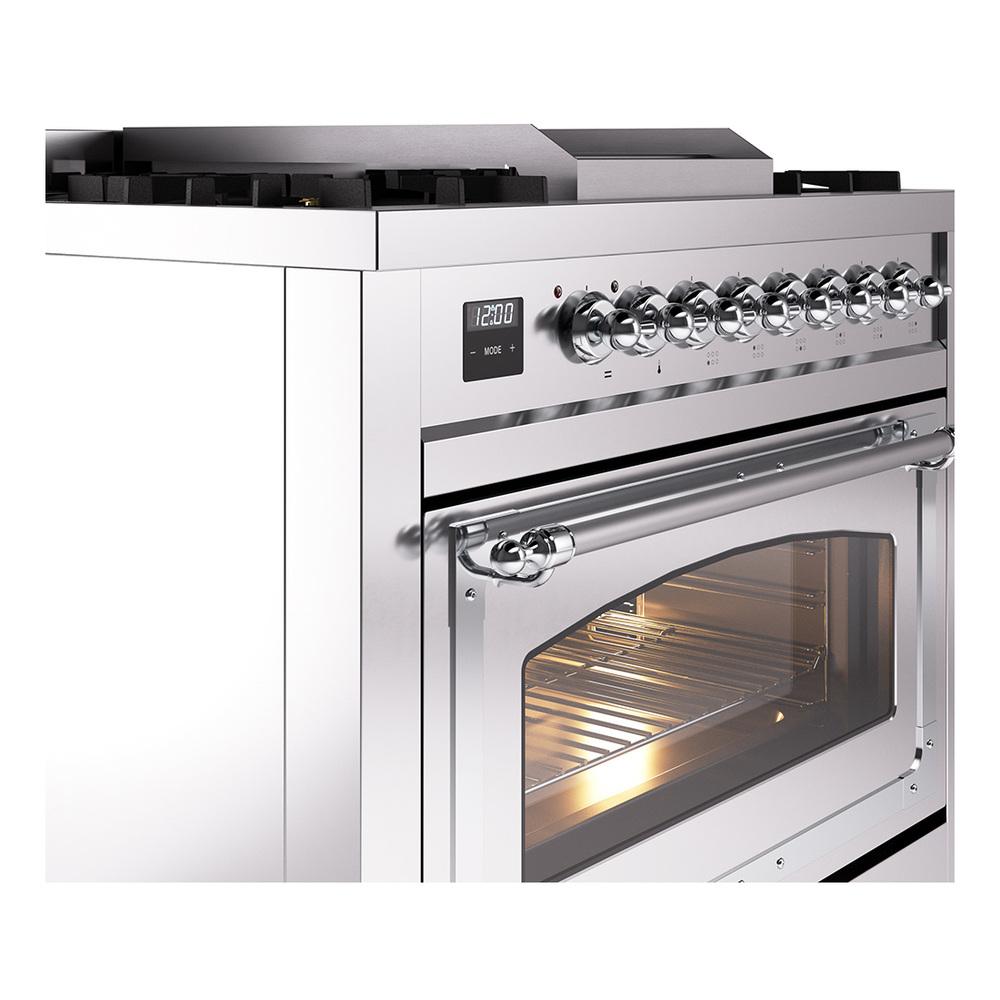 Ilve UN36FNMPSSC Ilve Un36Fnmpssc Nostalgie Ii Noblesse 36" Dual Fuel Range (Natural Gas, Triple Glass Door, Stainless Steel, Chrome)
