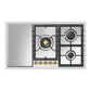 Ilve UHCPT95FNSSGLP Ilve Uhcpt95Fnssglp Nostalgie Ii 36 Inch Built-In Gas Cooktop With Total Black Brass Burners, In Stainless Steel (5 Sealed Burners + Griddle, Liquid Propane, Brass)
