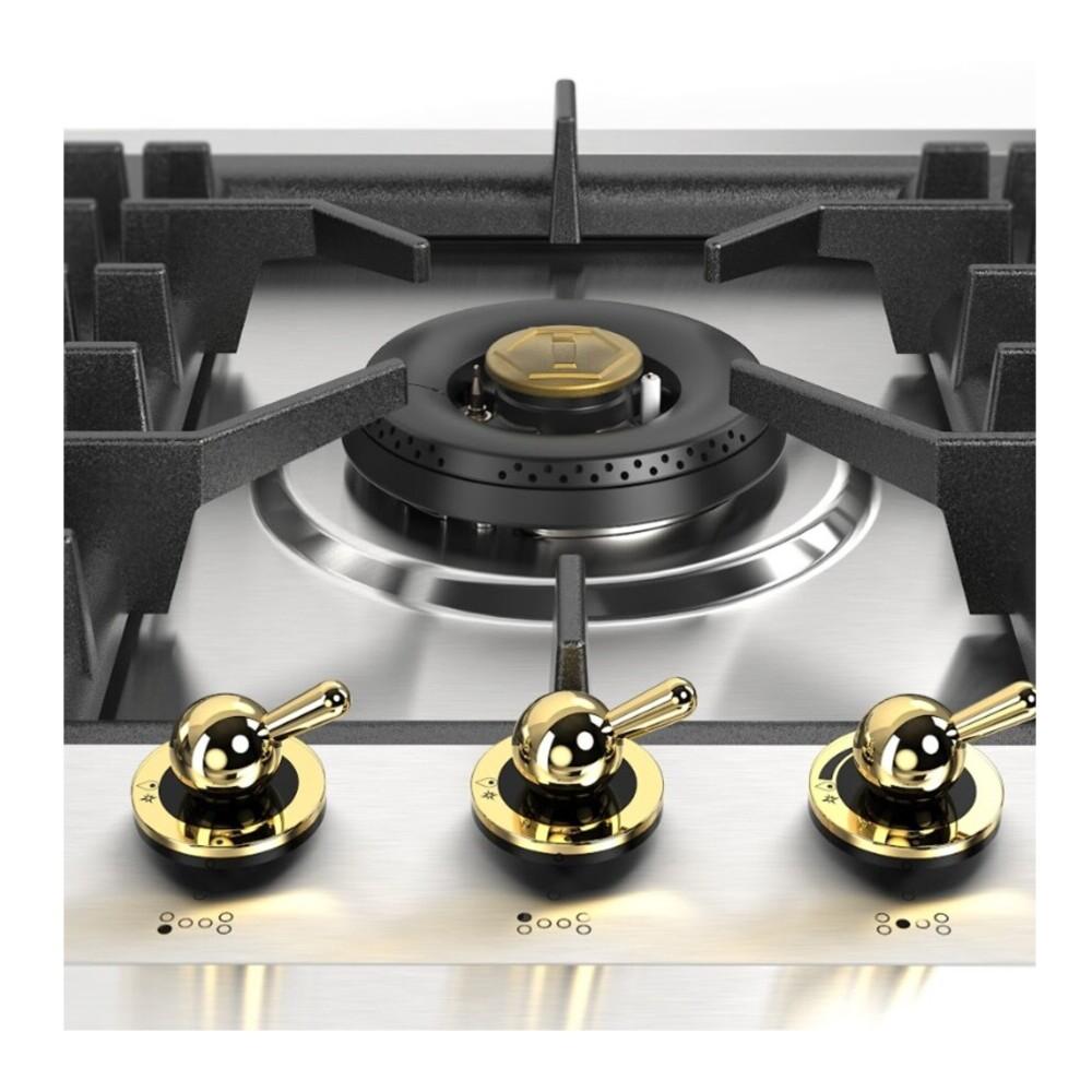Ilve UHCPT125NSSGLP Ilve Uhcpt125Nssglp Nostalgie Ii 48 Inch Built-In Gas Cooktop With Total Black Brass Burners, In Stainless Steel (6 Sealed Burners, Liquid Propane, Brass)