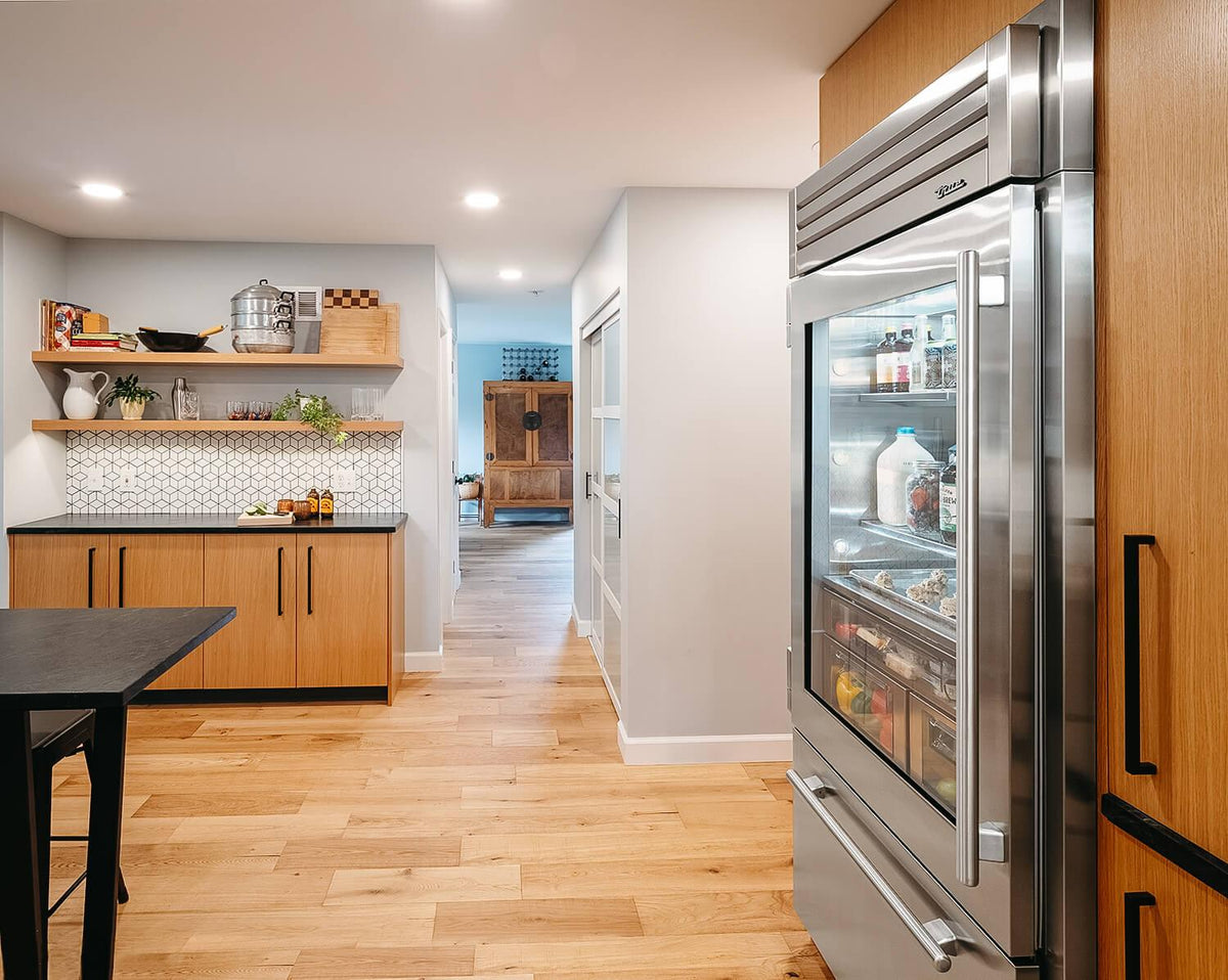 True Caliber TR30RBFLSGA 30 Inch Refrigerator With Bottom Freezer - Door: Stainless Glass - Stainless Steel Finish, Stainless Steel Hardware, Left Hinge