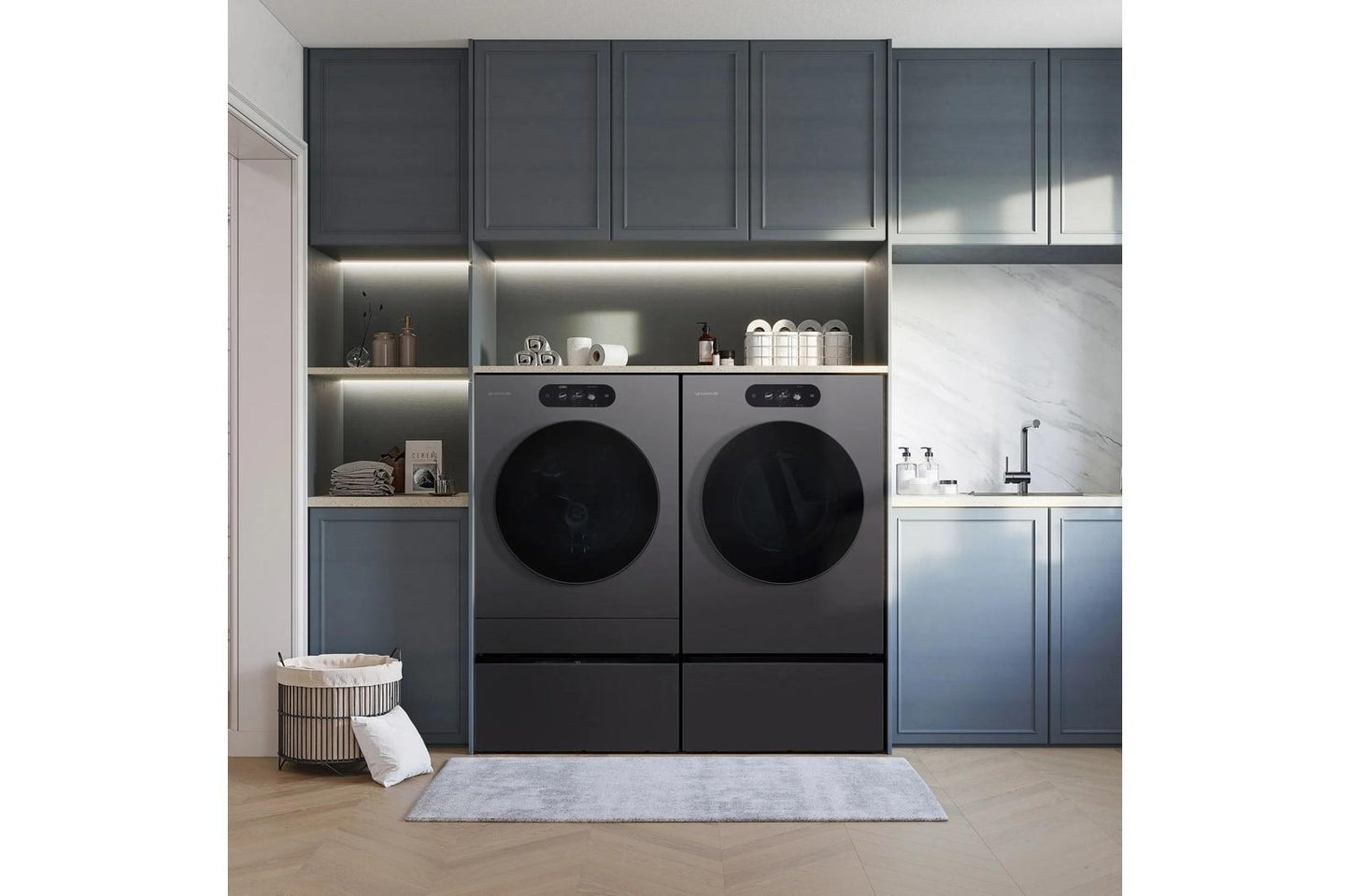 Lg DLEX9900B Lg Signature 9.0 Cu. Ft. Mega Capacity Smart Front Load Electric Dryer With Built-In Intelligence, Turbosteam® And Touch Lcd Control