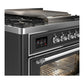 Ilve UM36FNR3MGCLP Ilve Um36Fnr3Mgclp Majestic Iii 36 Inch Dual Fuel Range With 6 Black Brass Burners And Griddle, Dual Function Burner Up To 25,000 Btu (Triple Glass Door, Graphite Matte, Chrome, Liquid Propane)