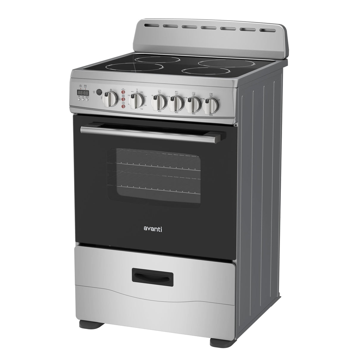 Avanti CERU240P3S Avanti 24-Inch Freestanding Electric Range With Ceramic Glass Cooktop And Digital Timer, In Stainless Steel (Ceru240P3S)