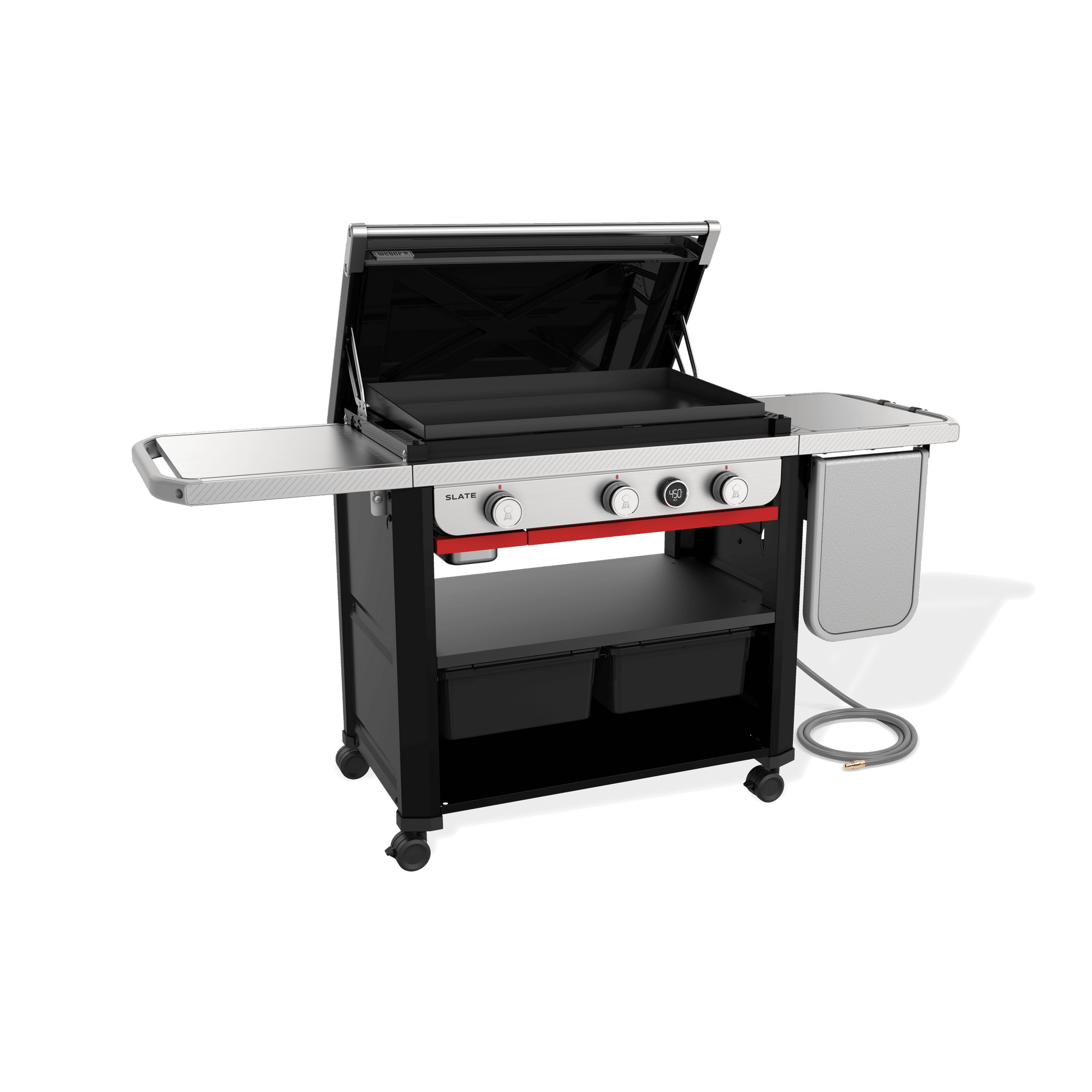 Weber 1500420 Slate™ 30" Rust-Resistant Griddle With Extendable Side Table (Natural Gas) - Black