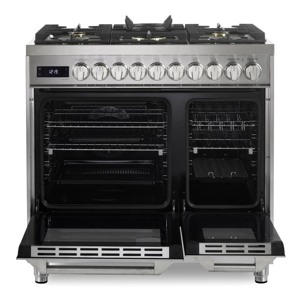 Verona VUFSGE365DSS Verona Vufsge365Dss 36 Inch Ultima Collection Double Oven Dual Fuel Range With 5 Brass Burners, 4.1 Cu. Ft. Total Oven Capacity