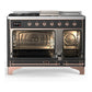 Ilve UM48FSNR3MGP Ilve Um48Fsnr3Mgp Majestic Iii 48 Inch Dual Fuel Range With 5 Black Brass Burners, Griddle And French Top, Dual Function Burner Up To 25,000 Btu (Natural Gas, Triple Glass Door, Graphite Matte, Copper)