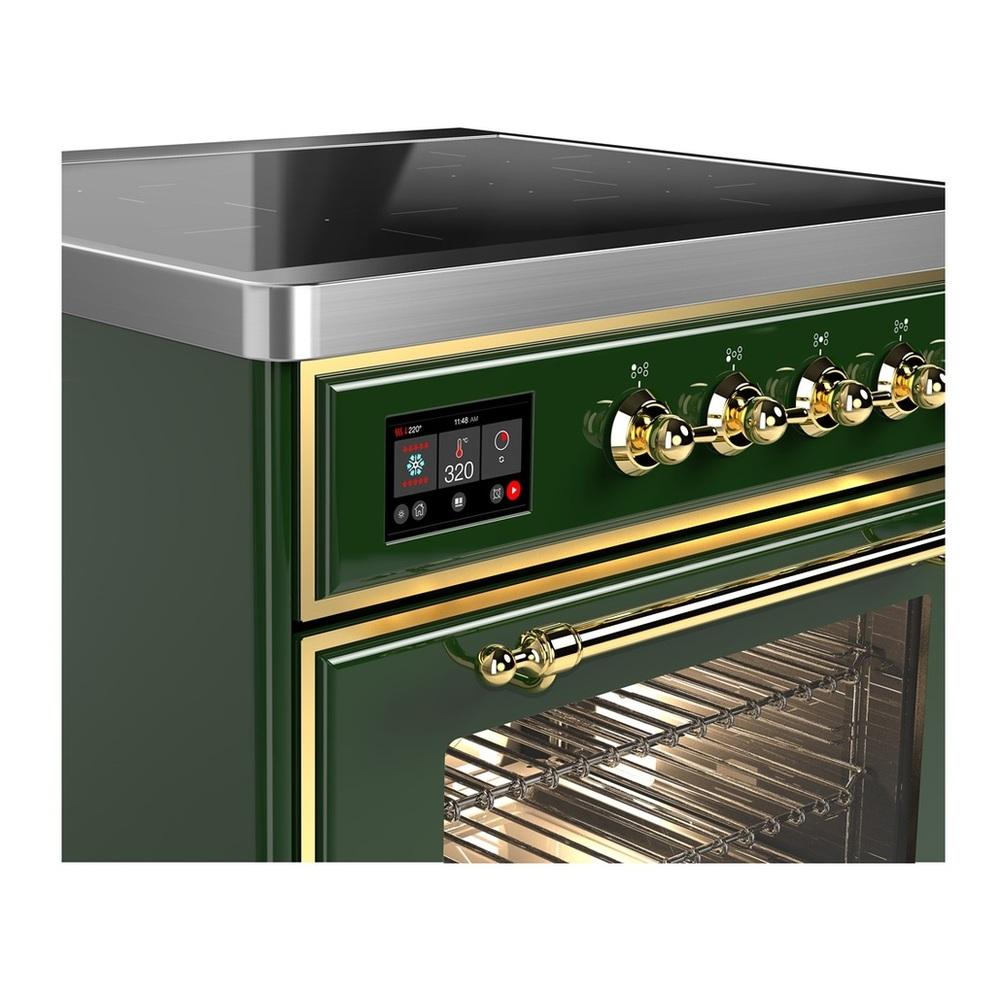 Ilve UMIB30NR3EGG Ilve Umib30Nr3Egg Majestic Iii 30 Inch Induction Range With 4 Elements, 4 Cu. Ft. Oven Capacity (Triple Glass Door, Emerald Green, Brass)
