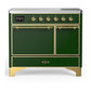 Ilve UMDIB40QNR3EGG Ilve Umdib40Qnr3Egg Majestic Iii 40 Inch Induction Range With 6 Elements, 3.82 Cu. Ft. Total Oven Capacity (Solid Door, Emerald Green, Brass)