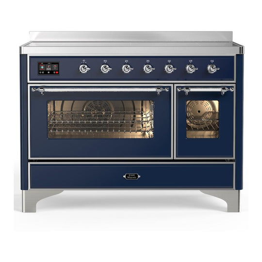 Ilve UMIB48NR3MBC Ilve Umib48Nr3Mbc Majestic Iii 48 Inch Induction Range With 6 Elements, 5.02 Cu. Ft. Total Oven Capacity (Triple Glass Door, Midnight Blue, Chrome)