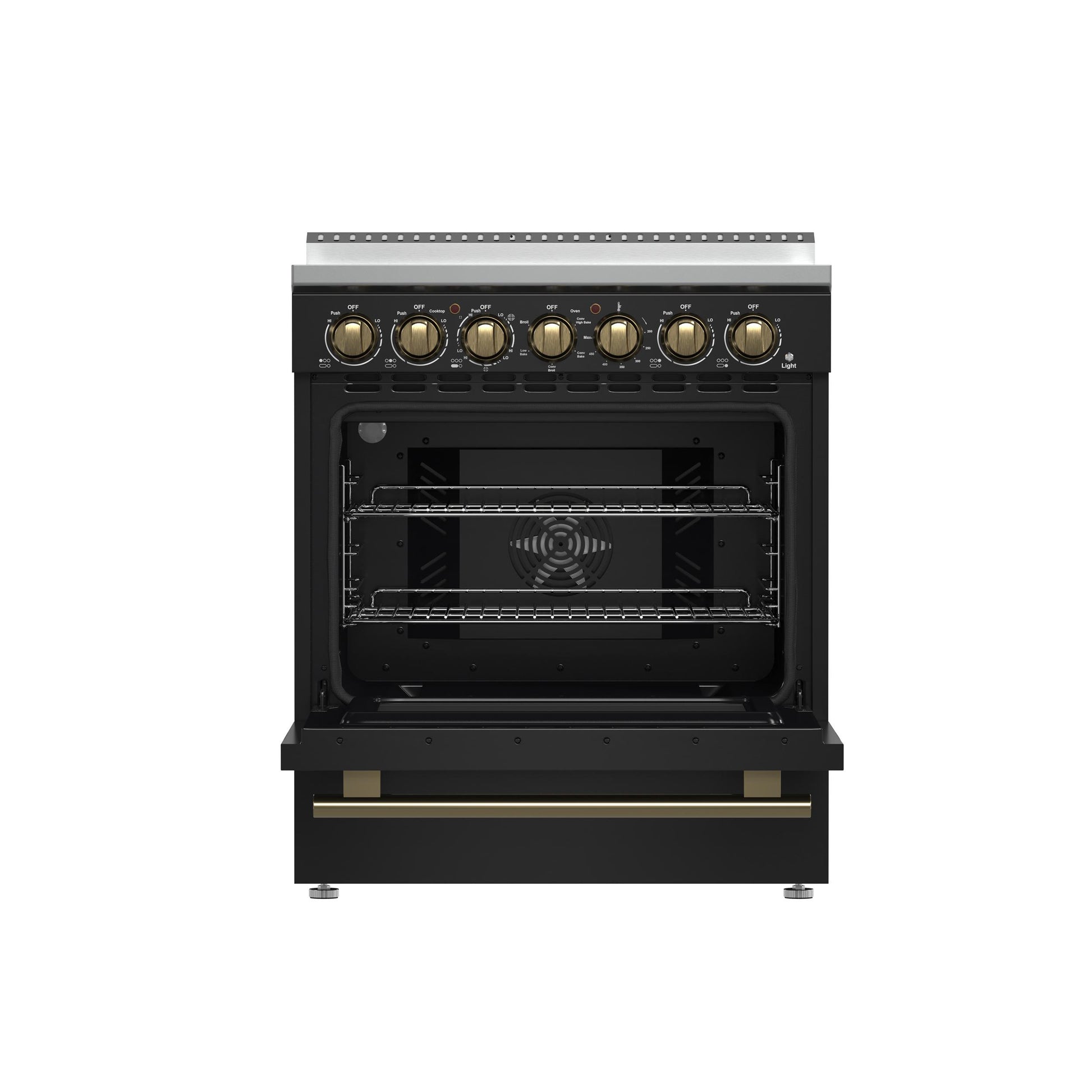 Forno FFSEL601130BLK Forno Paolo 30-Inch Freestanding Electric Range, Black, 4.38 Cu.Ft, True Convection Oven, Energy Efficient