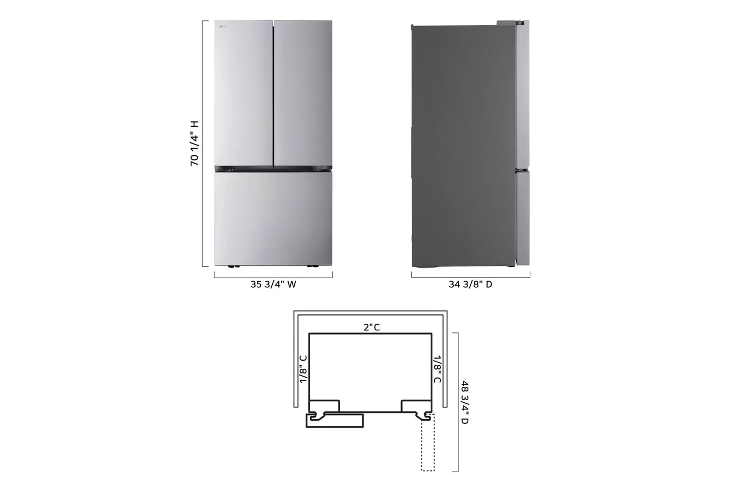 Lg LRFLS3216S 32 Cu. Ft. Smart Standard-Depth Max™ French Door Refrigerator