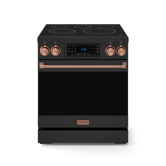 Thor Kitchen RSE30BRSG 30 Inch Professional Electric Range With Tilt Panel Touch Control In Black/Rose Gold Gordon Ramsay Series - Rse30B-Rsg