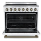Forno FFSEL601136WHT Forno Paolo 36 Inch White Freestanding Electric Range, Stainless Steel, 5.44 Cu.Ft, True Convection Oven, Energy Efficient
