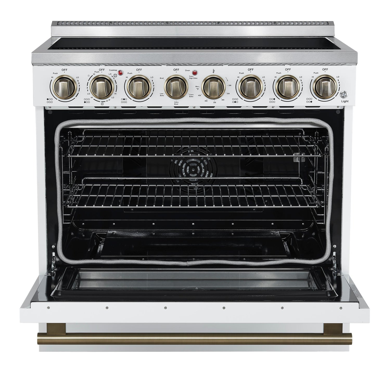 Forno FFSEL601136WHT Forno Paolo 36 Inch White Freestanding Electric Range, Stainless Steel, 5.44 Cu.Ft, True Convection Oven, Energy Efficient