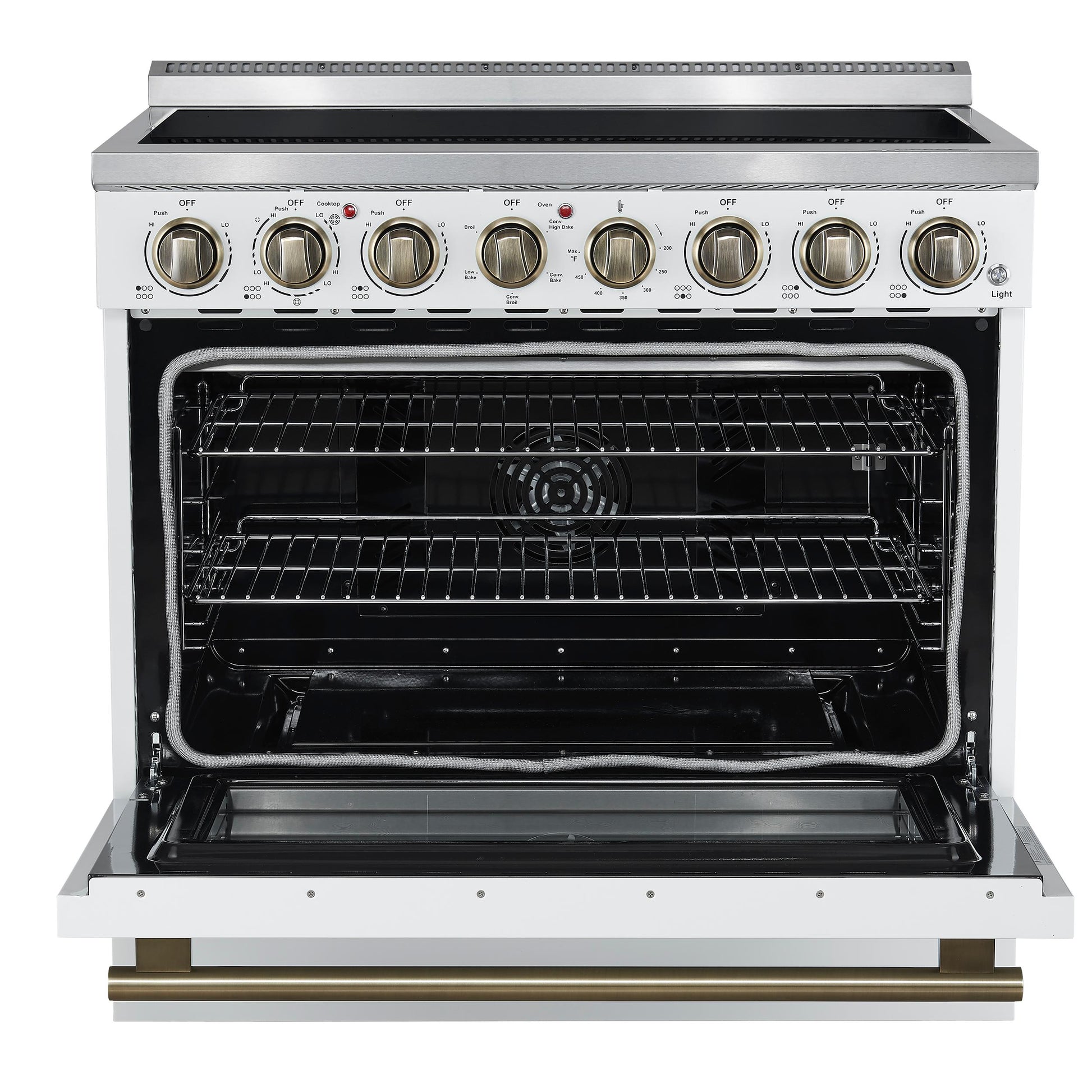 Forno FFSEL601136WHT Forno Paolo 36 Inch White Freestanding Electric Range, Stainless Steel, 5.44 Cu.Ft, True Convection Oven, Energy Efficient